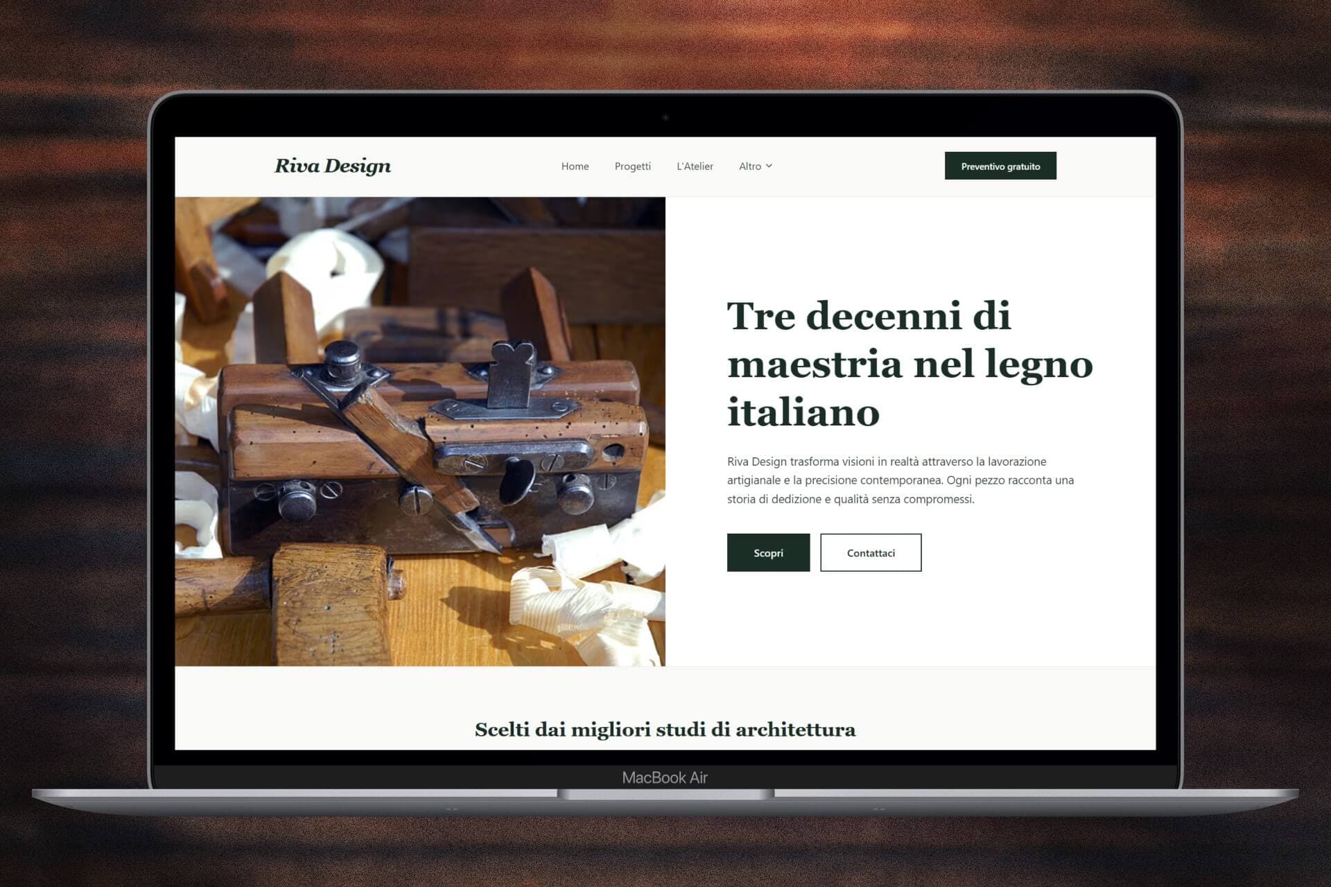 Anteprima progetto Riva Design — sito falegnameria artigianale